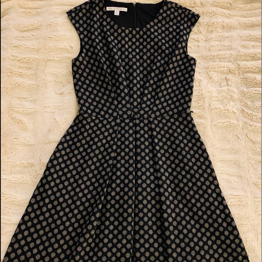 Maggy London Cap Sleeve Fit/Flare Polka Dots